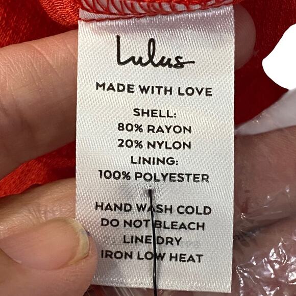 Lulus Sophisticated Sweetheart Red Orange Pleated Puff Sleeve Top NEW Size SMALL - Picture 10 of 11